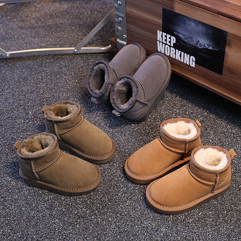 冬季新款儿童雪地靴男女真皮保暖防滑时尚童鞋25-36码