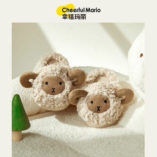 卡通男女童毛绒家居舒适鞋 婴幼儿宝宝冬季 保暖加厚棉拖鞋