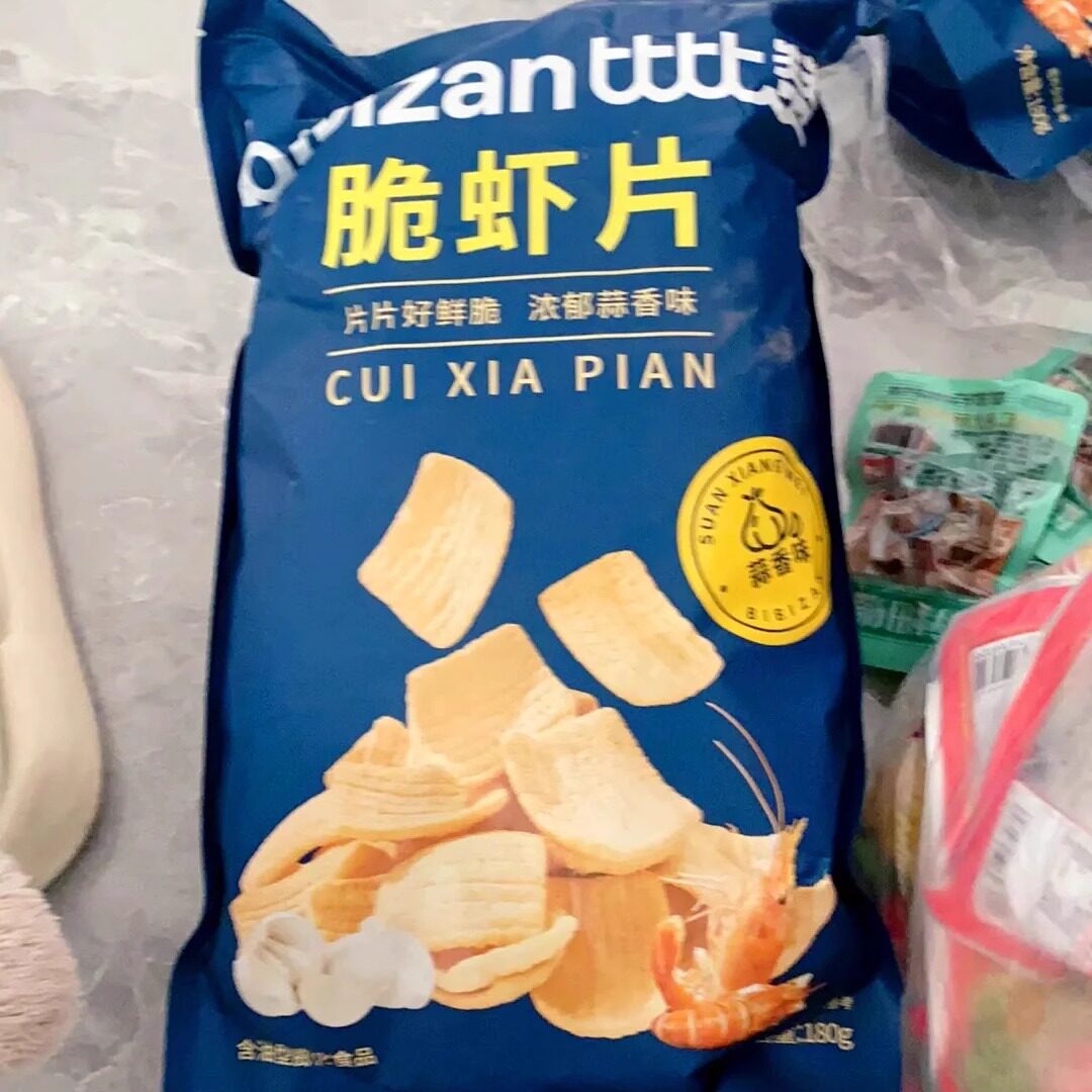 【抢】比比赞脆虾片超大包180g蒜香味虾片薯片办公室休闲小