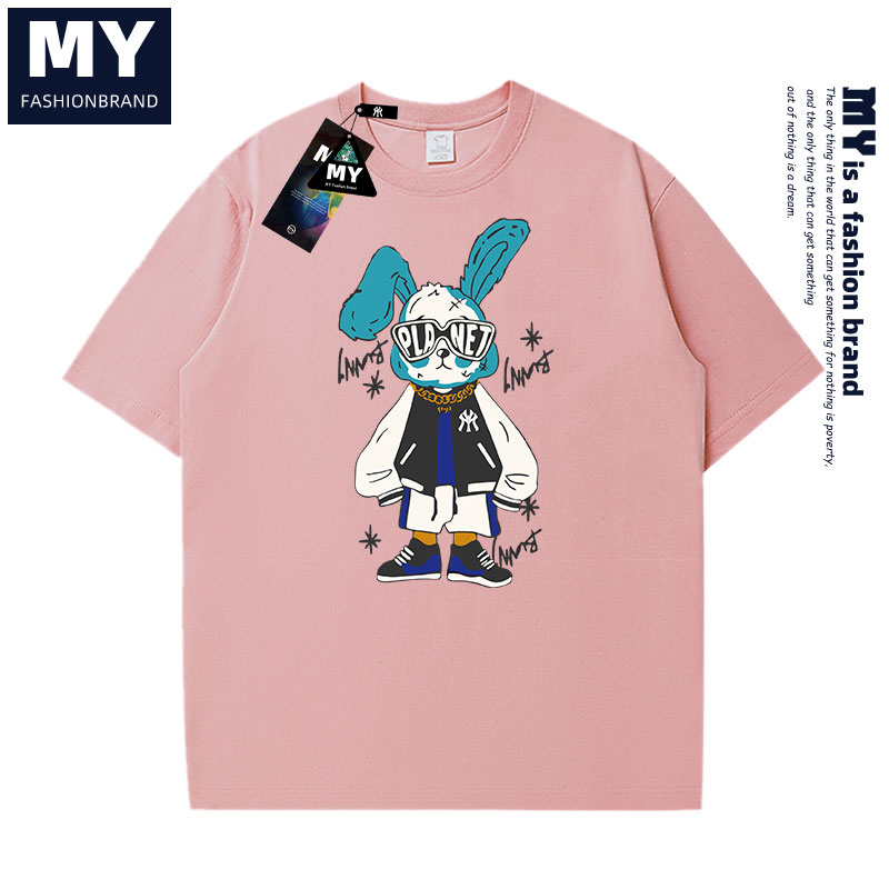 MY夏季短袖多色纯棉休闲日常圆领宽松短袖T恤潮牌