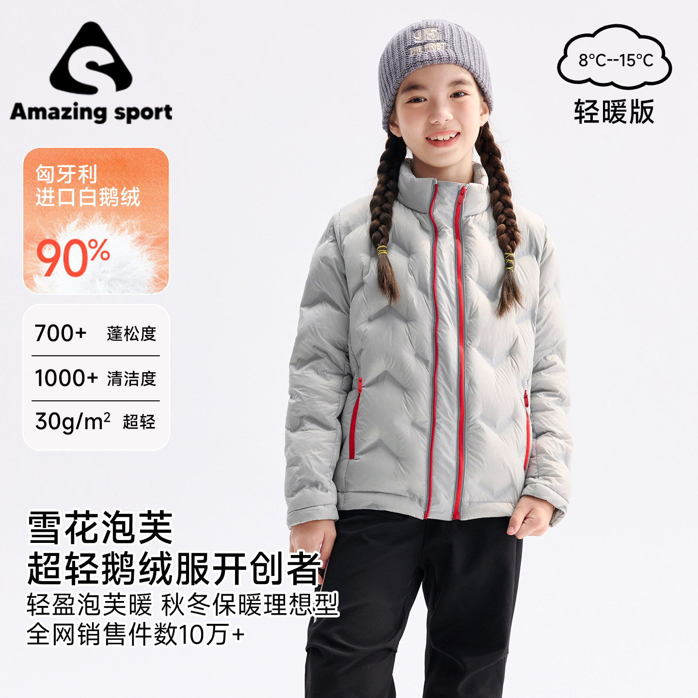 奇动童装【雪花泡芙】校服神器女童轻薄白鹅绒服三季衣儿童羽绒服图片
