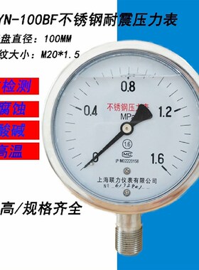不锈钢耐震压力表 YN100BF防震油压水压气压液压真空表耐高温腐蚀