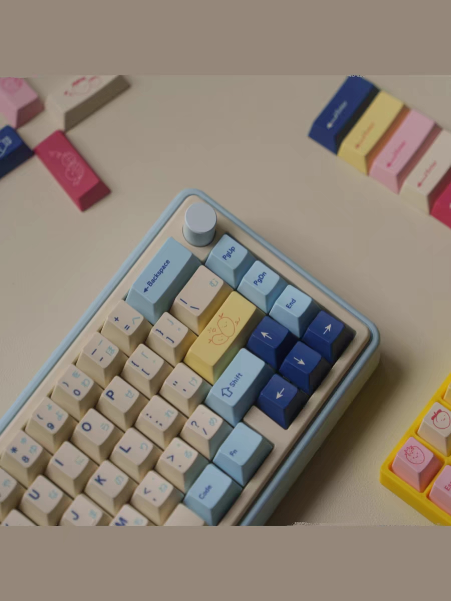 日当午酸奶主题PBT原厂五面热升华键帽机械键盘客制化大全套复古