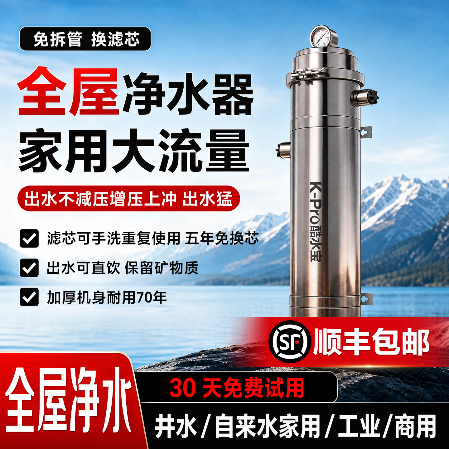 全屋大流量中央净水器可直饮图片