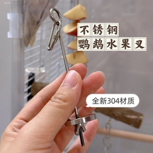 鸟用不锈钢鹦鹉水果叉签鹦鹉玩具鹦鹉用品大全喂水果鸟笼配件挂钩