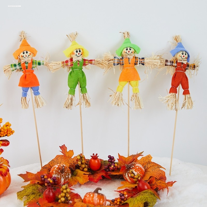 万圣复活节稻草人装饰木偶假人道具鬼屋模型摆设桌面站立布置摆件