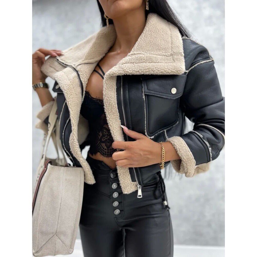 Collar long sleeved loose jacket jacket 翻领长袖宽松夹克外套