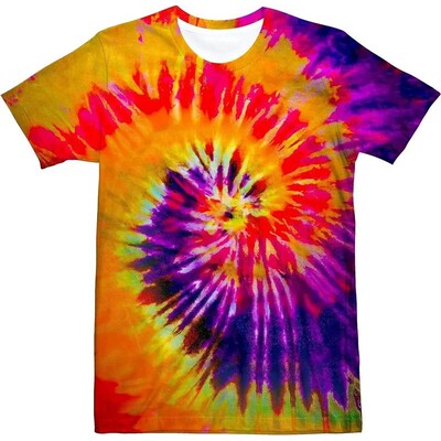 3D digital printed blended round neck top 3D印花晕染圆领上衣