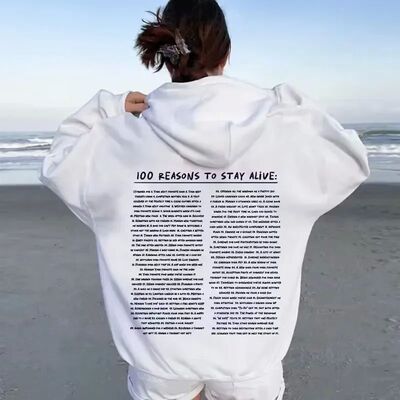 Letter printed long sleeved fleece sweatshir印花长袖加绒卫衣