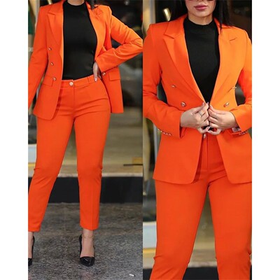 Two piece set of double breasted jacket 双排扣外套长裤两件套