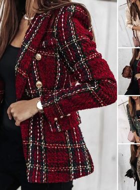 Long sleeved double breasted suit jacket长袖双排扣西装外套女