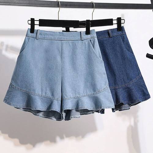 Retro wide leg high waisted denim shorts复古阔腿高腰牛仔短裤