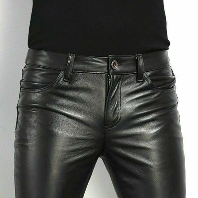 Tight leather pants with small legs for men 紧身皮裤小脚裤男