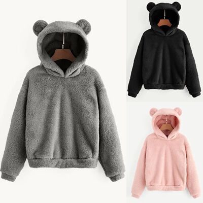 Rabbit Ears Solid Color Warm Hoodie 兔子耳朵纯色保暖连帽卫衣
