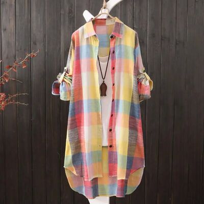 宽松显瘦大码格子衬衣