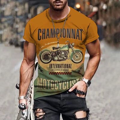 Round neck printed loose short sleeved shirt圆领印花套头短袖