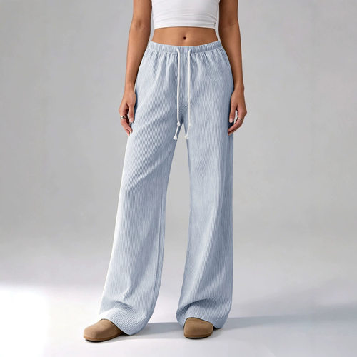 条纹甜美拖地休闲阔腿裤striped floor length casual wide pants