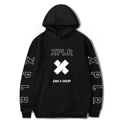 X printed long sleeved hooded sweatshirt X印花长袖连帽卫衣女