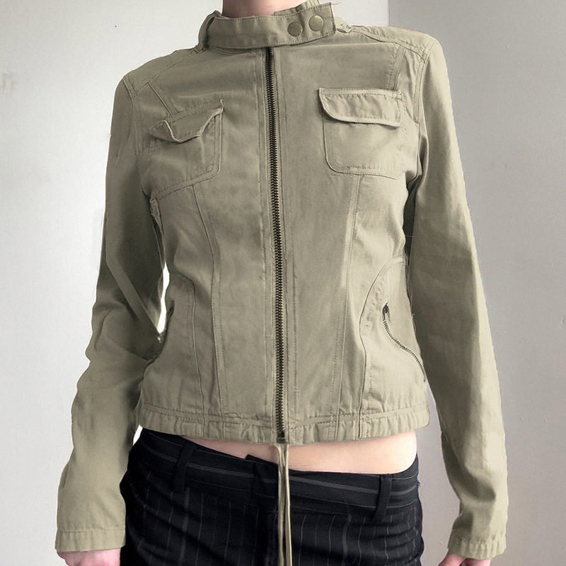 Zipper long sleeved workwear jacket women 拉链长袖工装外套女