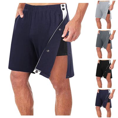 Solid color loose breasted shorts for men 纯色宽松排扣短裤男
