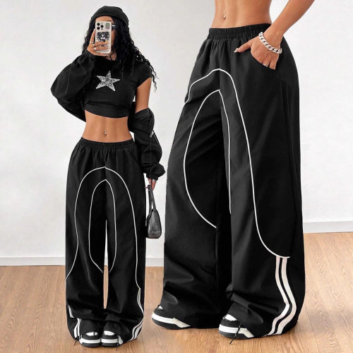 宽松直筒嘻哈阔腿长裤女 Loose straight hip hop wide leg pants