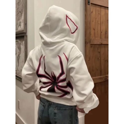 Spider print long sleeved zipper jacket 蜘蛛印花长袖拉链外套