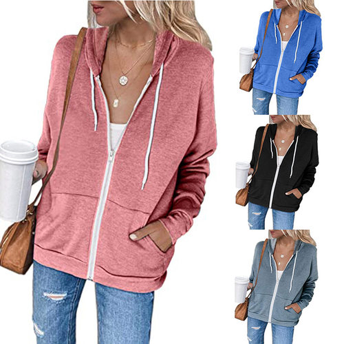Retro solid color hooded drawstring jacket纯色连帽抽绳外套女