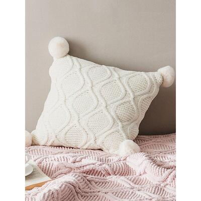 manyuj孩ia斯NT-0743G堪的纳维亚有粉红色球女枕头针织沙风发客厅