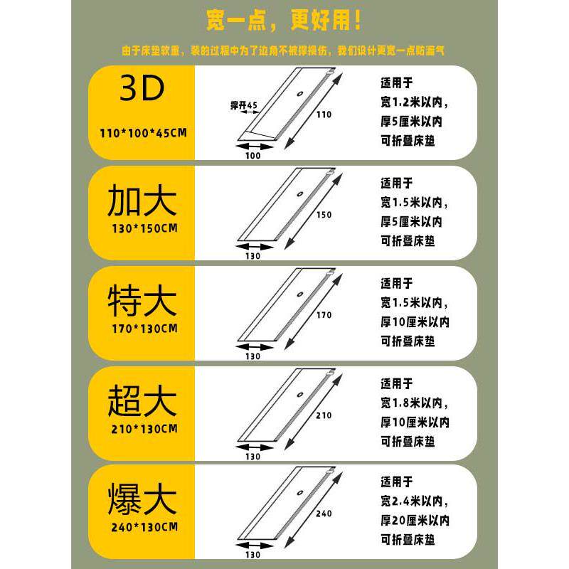 大号弹簧海特VXV绵乳胶床包垫子真空压缩袋超尺寸塑封抽打搬家气