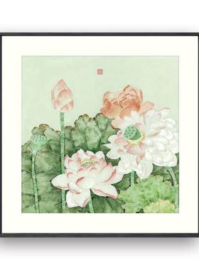 限量章版画君墨工笔【荷田】餐厅卧田室客厅宋代美新TUD中式挂学