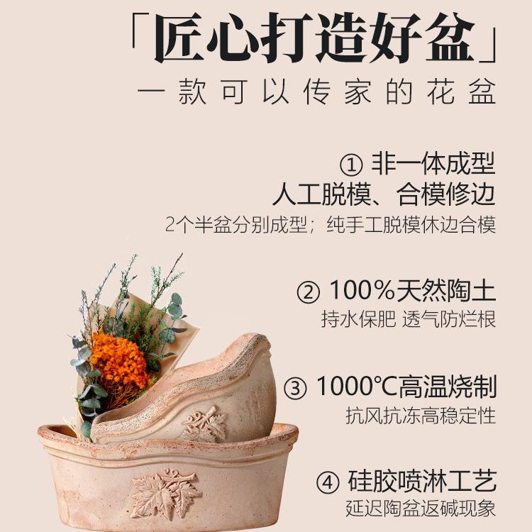 口虹越进帝罗盆长形红陶白陶GTE橄榄枝皇家葡萄玫瑰柠檬盆花陶土