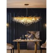 法奢水晶灯餐厅水式 滴树枝灯创意华别墅客奢厅豪华铝1材枝轻型吊