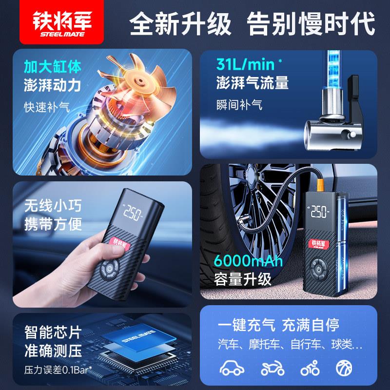 铁将军车P07-S载无线 线打气机轮胎打应急冲气迷气你可携式自动汽
