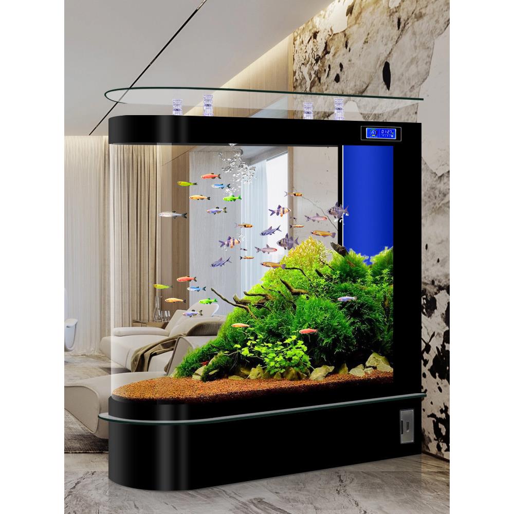 子弹鱼鱼风缸家庭客厅中GUD、大型态鱼缸水族玻璃地板屏隔断生金