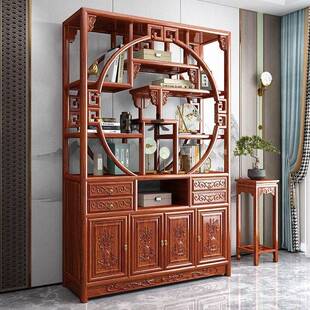 新中式博实木中架式印尼金花梨古木置实木博古物架多宝代阁现简约