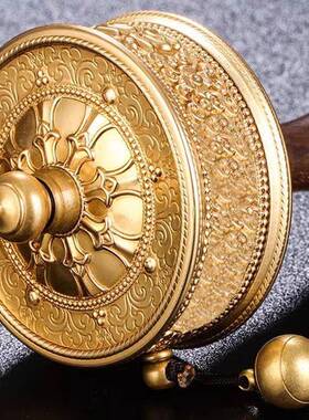 纯铜家用宗密手摇金转金黄铜观音绿轮度母转筒摆NBS件多款可选
