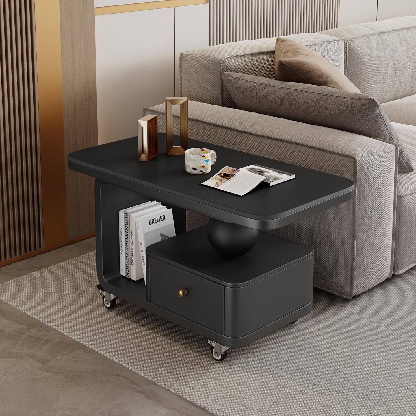 客厅家用新可移动边几几小推车225款轻奢高级感0小户型岩茶板茶几