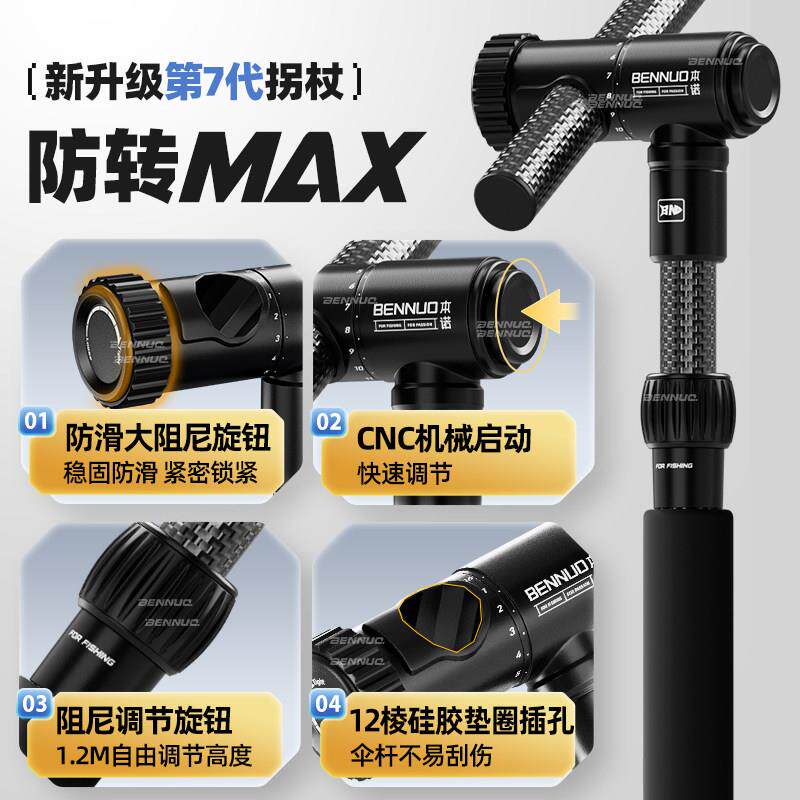 素本诺钓鱼伞碳伞钓下伞杆万向拐杖伞连接器地BN-TSDSG插防转伞配