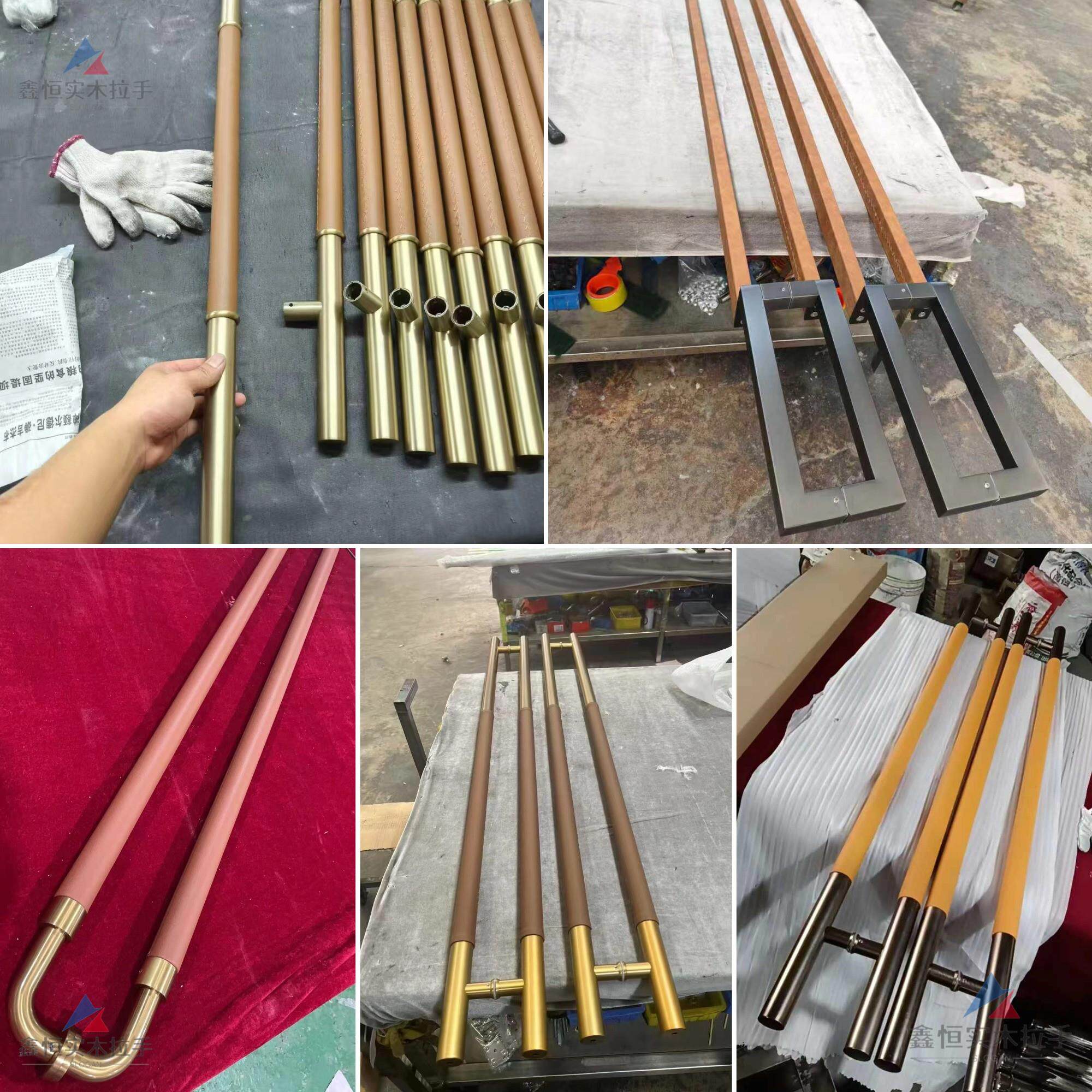现中PSJ式仿古玻璃门拉代手门把手定制条形皮套皮革304不锈钢圆大