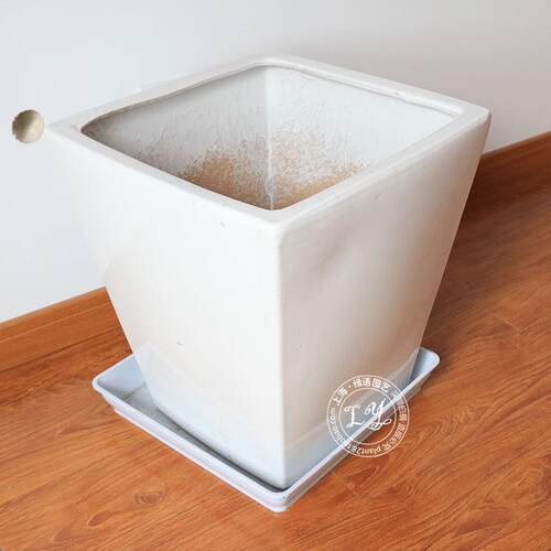 陶瓷花盆花盆花水泥盆圆形形 大中型款植物落地方盆 多种式颜色选