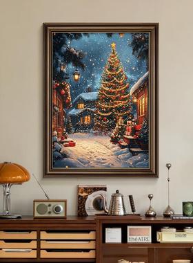 新年圣装FDY4422画东灯卧室床诞头挂画小众艺术面街景氛围桌画饰2