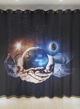 帘免窗孔安年装2024新款卧室遮光遮阳AAX防晒儿童房打飘窗客厅试