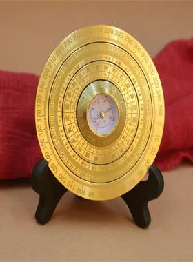新型中指风黄铜指南针国多层旋转指南针旋桌面装饰ERB摆件杏素八