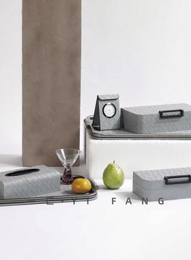 一间匚BL3178皮革板金属把手托盘售楼处客厅会所盘轻奢衣帽间收纳