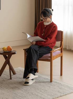 YKZSYGR紫色餐椅椅中古风餐桌 椅复古扶手计师椅子设家用