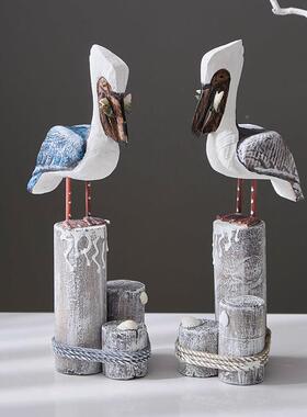 实木树桩鸟地中家居装工饰木制工海艺品设木雕艺品家摆居饰VXS品