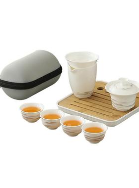 羊0脂瓷玉旅行茶具套224新款CCH-JSYS可携式白功夫茶杯车载户外组