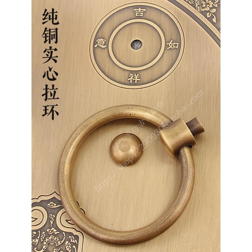 中彷古纯式铜大门栓锁覆古木门门明插门销铜把手VPO双门纯铜门把