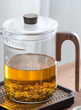 苏氏陶瓷 玻璃月煮壶养生泡LKC茶壶带过茶滤功夫茶具木把牙公道杯