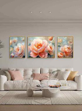 花开富三贵客厅挂式画沙Z5380发景墙联画新中牡丹背花装饰画高档